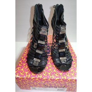 Tory Burch Strapy Leather Stiletto Heels with Crystals size 7.5 $450
